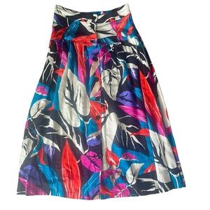 Vintage flax linen skirt color block pattern Melrose size 13/14